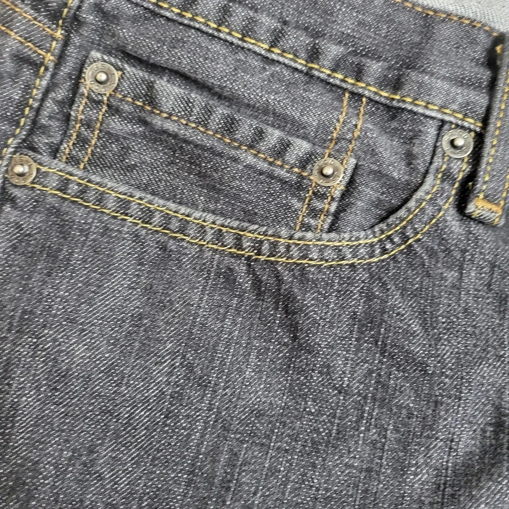 Levis 514 Jeans Mens 32x34‎ Blue Slim Straight Distressed Cut Off Raw Hem Denim